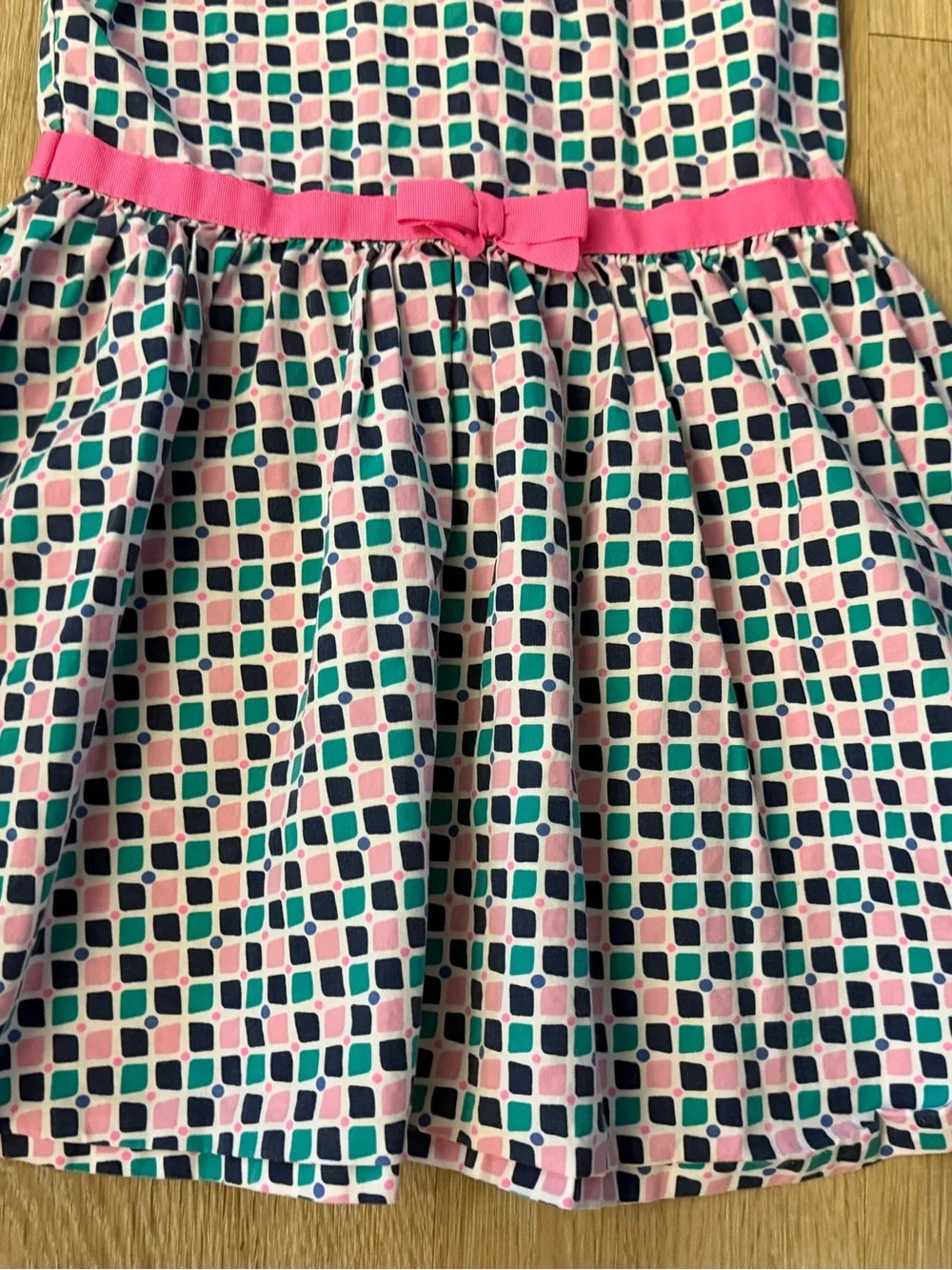 Gymboree Girl's Size 7 Pink & Teal Geometric Belted Dress